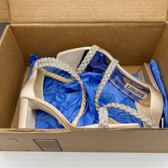 Badgley Mischka Women's Fenix Heeled Sandal Nude Satin, Size 8 - Picture 11 of 12